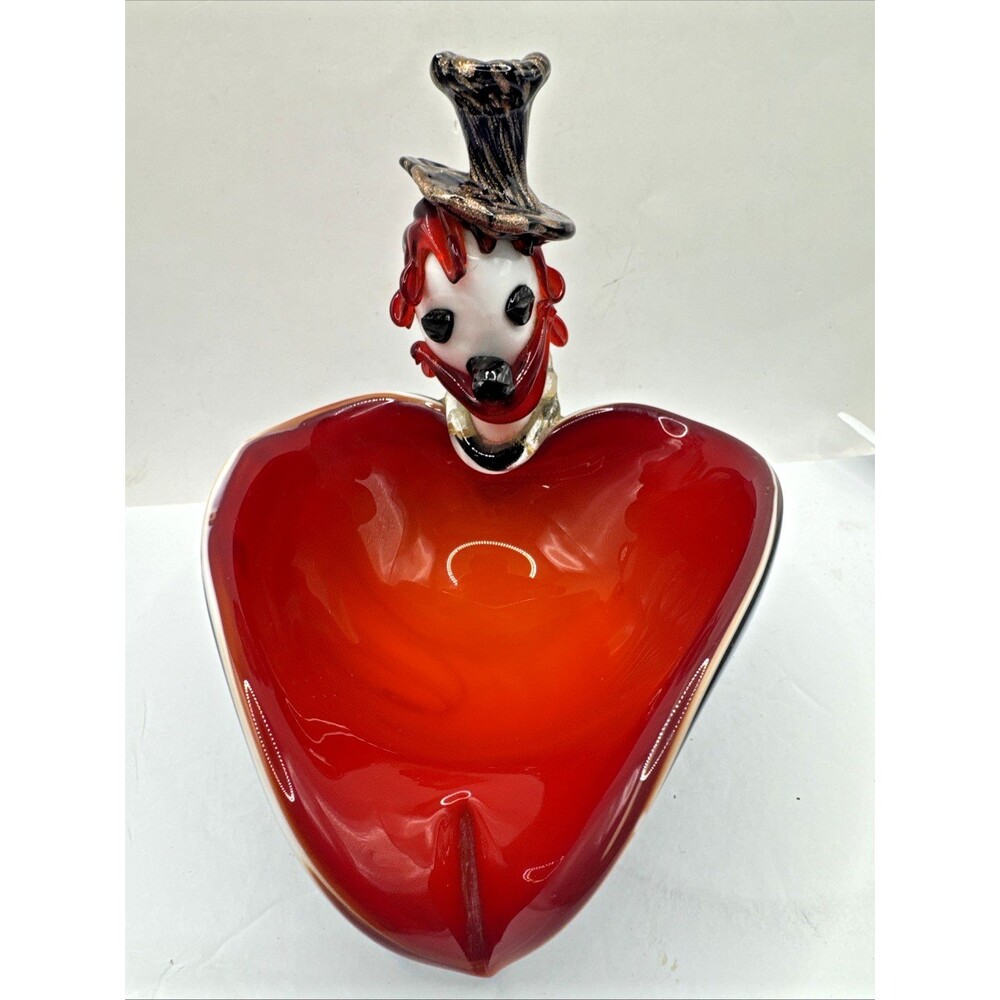 Murano Style Glass Clown Candy Dish/Ashtray, Italy in MINT Condition